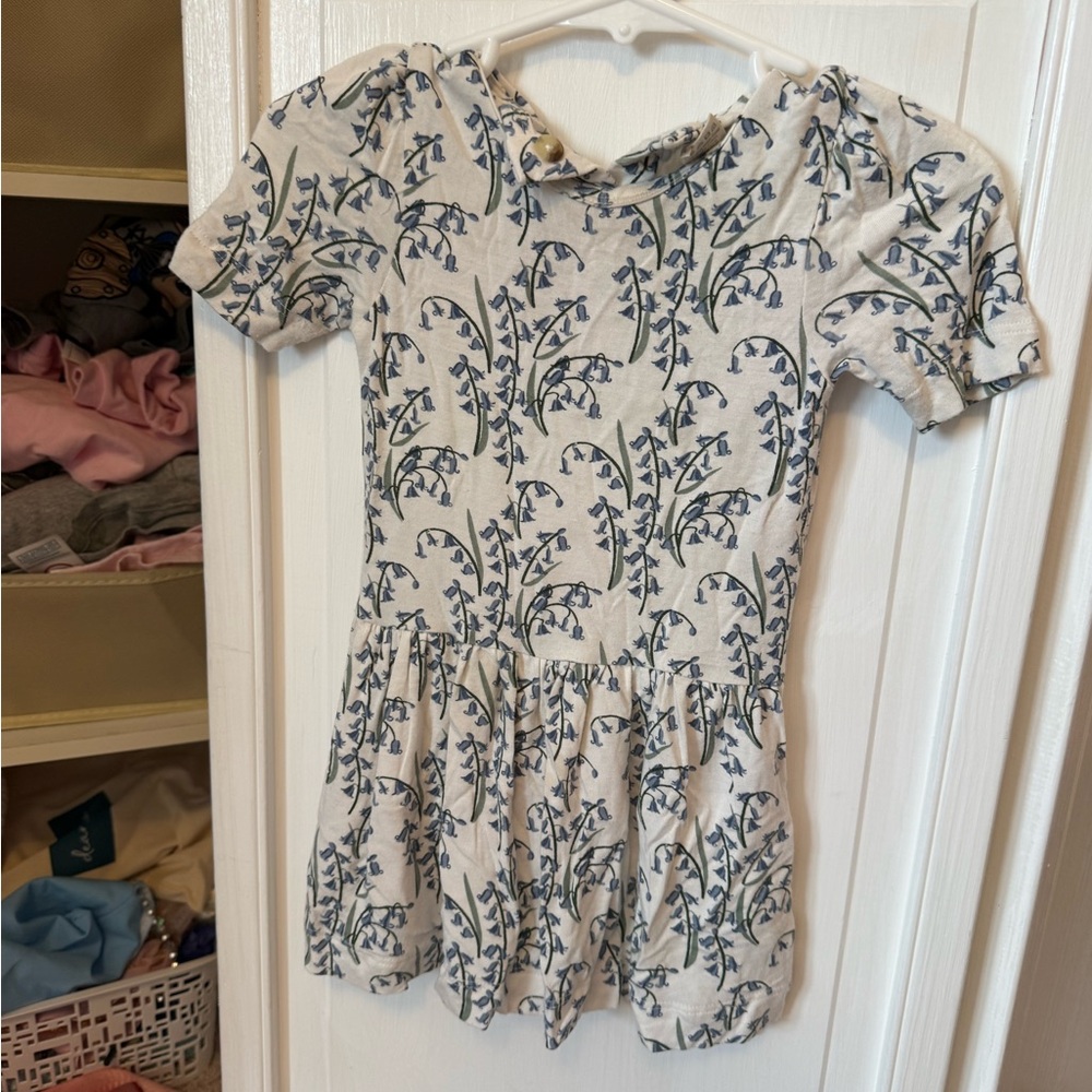 Kate Quinn BAMBOO Blue and Cream Floral Dress 6-12 months